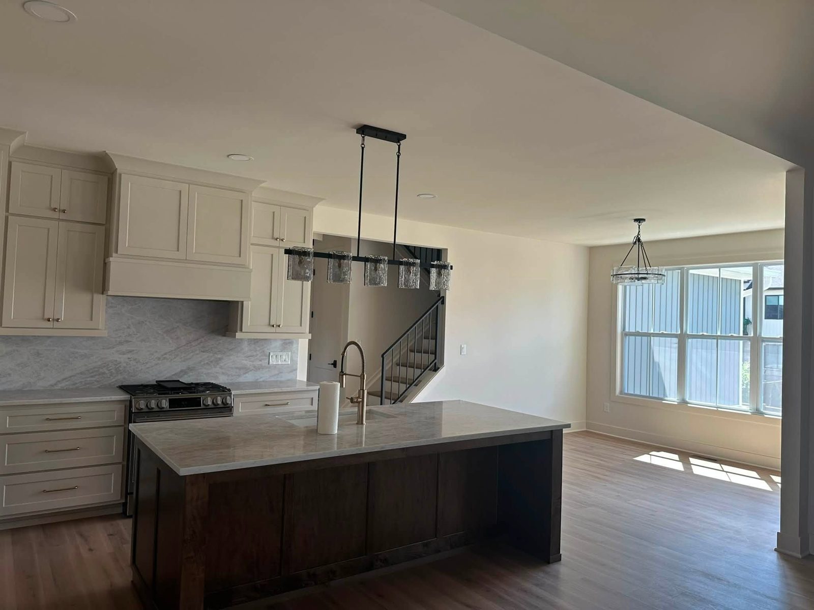Open concept kitchen and living space, new construction